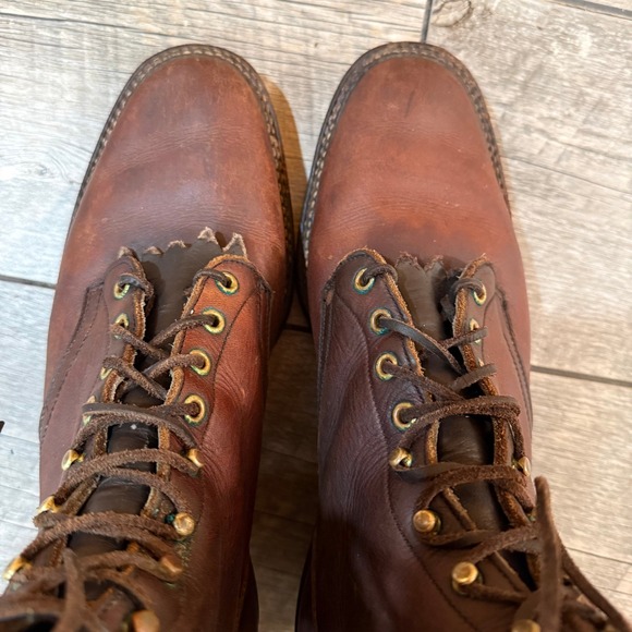 Vintage Heritage Leather Packer Style Vibram Workwear Western Boots Men 12 B - Picture 14 of 16